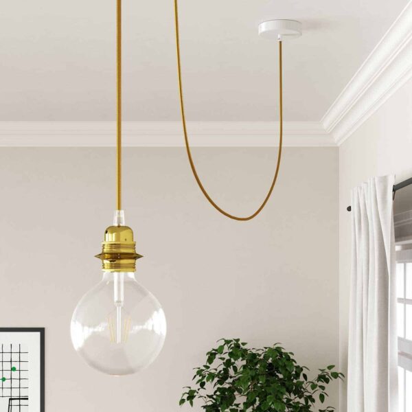 Alternative view of Antikk Gull lampeledning og stoffledning til lampe
