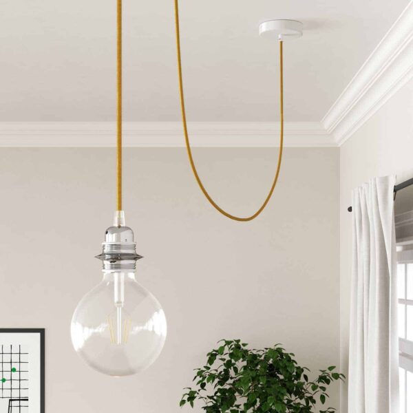 Gul lampeledning og stoffledning til lampe - Bilde 4