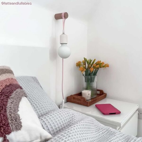 Rosa stoffledning til lampe - Bilde 3