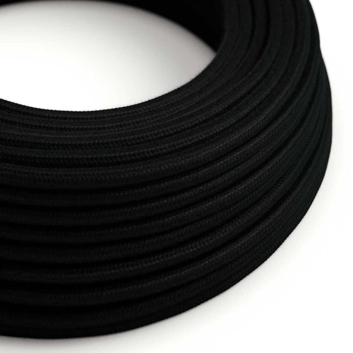 Svart Grov Stoffledning | Rund | 3x0.75mm2 (2 + jord)