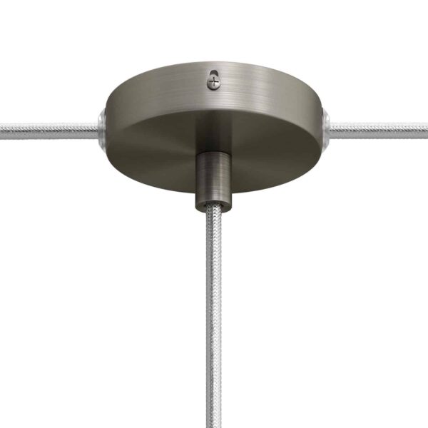 Børstet Titan – Lampekopp / baldakin mini Ø83 med pendelfeste og sidehull