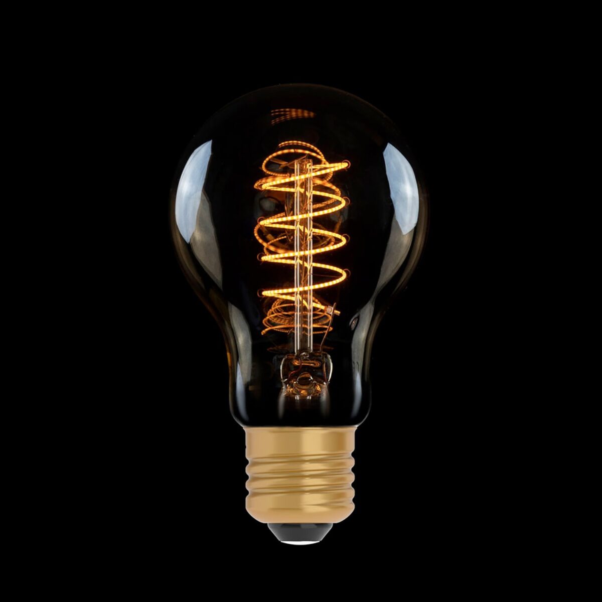 E27 A60 Carbon, Spiral LED Spiral – 4W, Ekstra varm, 1800K, Dim