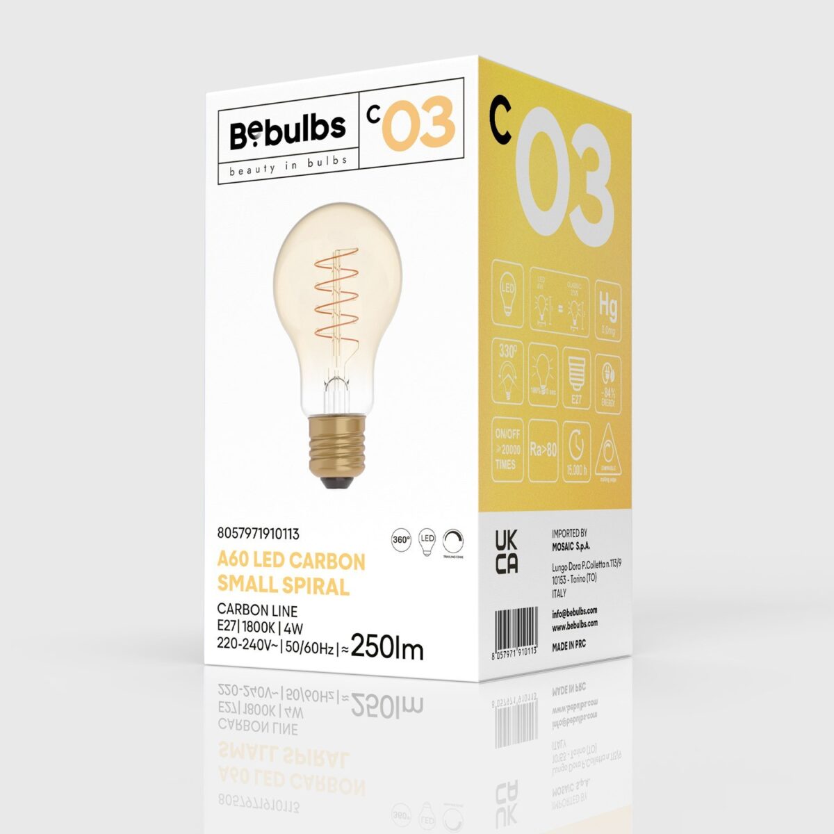 E27 A60 Carbon, Spiral LED Spiral – 4W, Ekstra varm, 1800K, Dim - Bilde 6