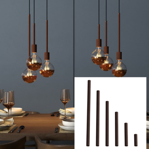 Rust – Forlenger rør for lampe av metall. M10. Dobbelgjenget.