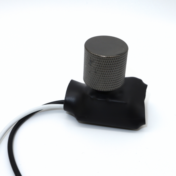 Kompakt Mini Dimmer – sort chrome riflet ALU Liten. For innbygging. LED/Halogen. 230V