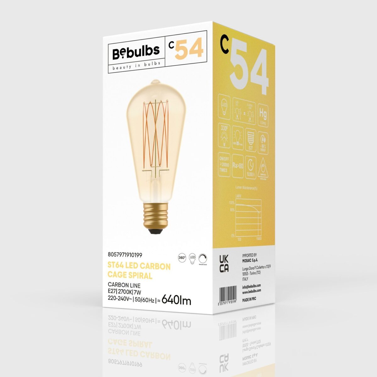 E27 Carbon, Edison, Dim, CRI 80 ST64 7W 640Lm 2700K - Bilde 6