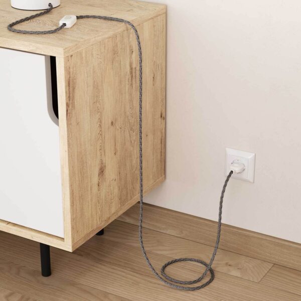 Alternative view of Lin Grå tvinnet stoffledning til lampe - uten jord