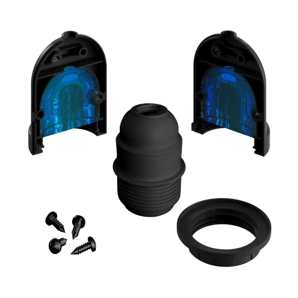 E27 Lampeholder IP65 Utendørs – Svart - Bilde 3