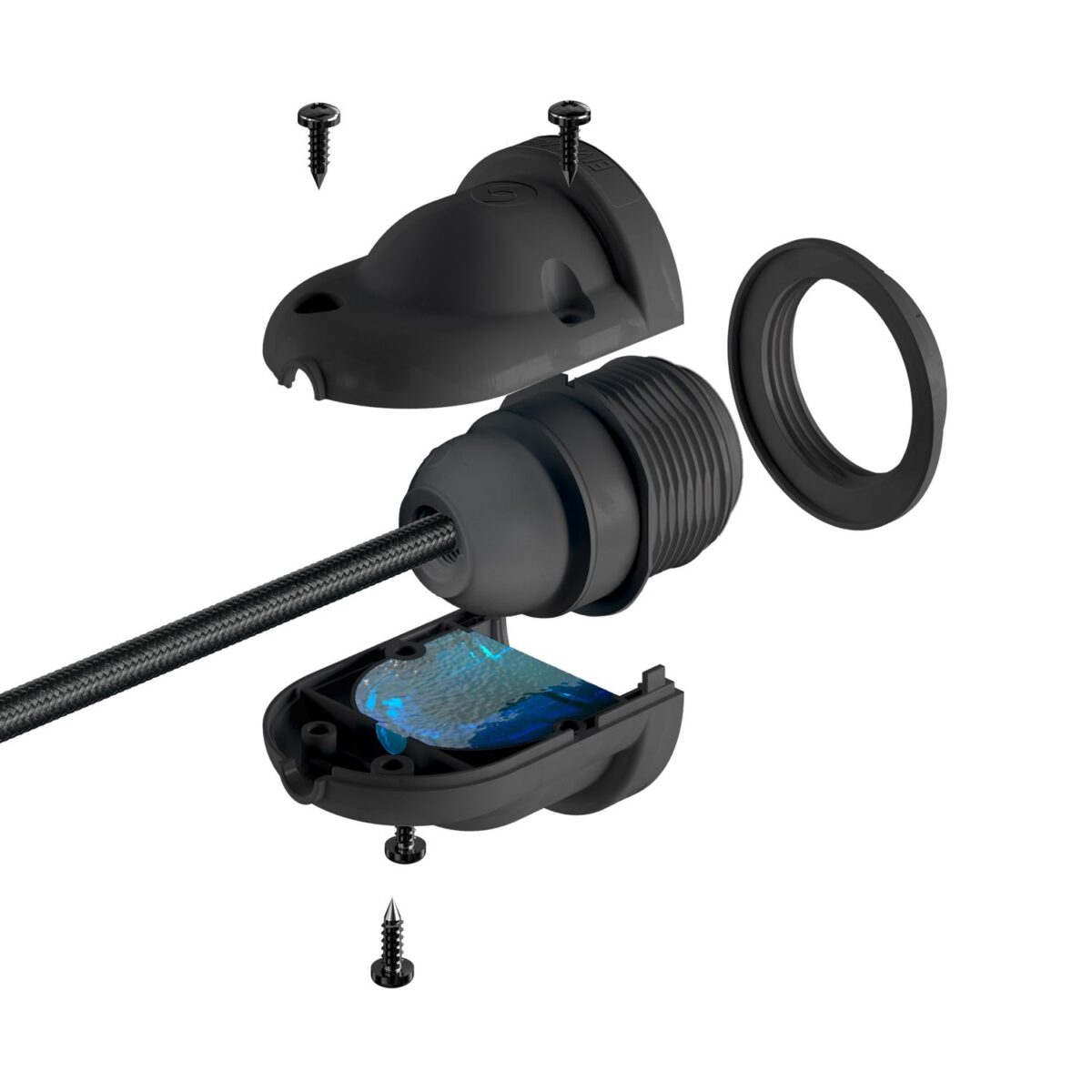 E27 Lampeholder IP65 Utendørs – Svart - Bilde 2