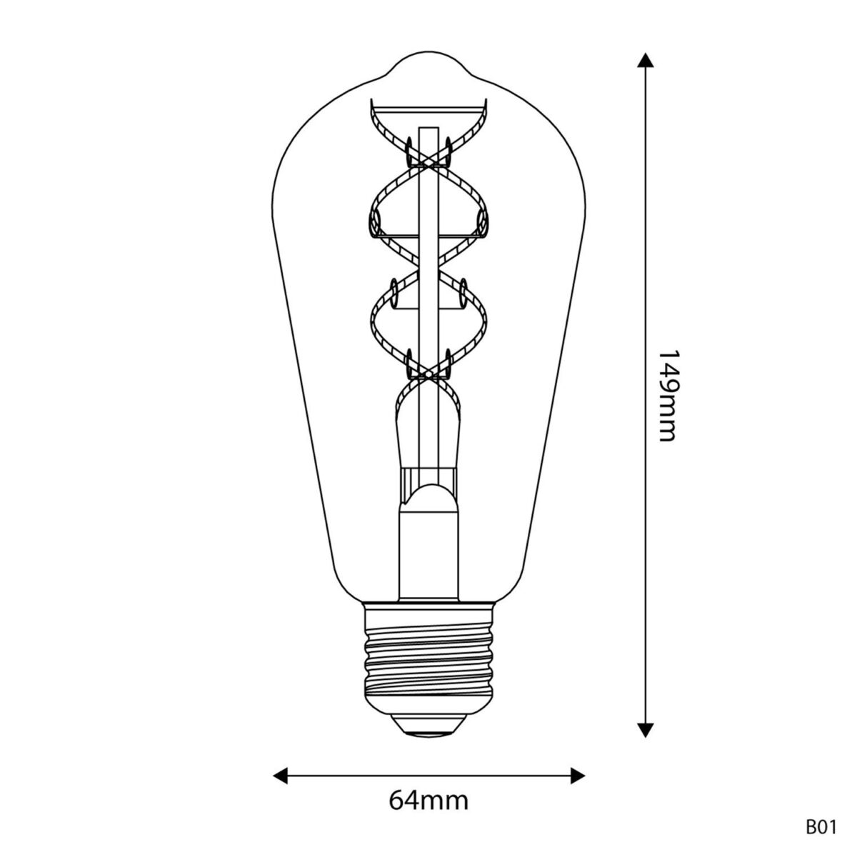 5V Lyspære Edison ST64,  Dimbar, 1,3W, E27, 2500K - Bilde 6