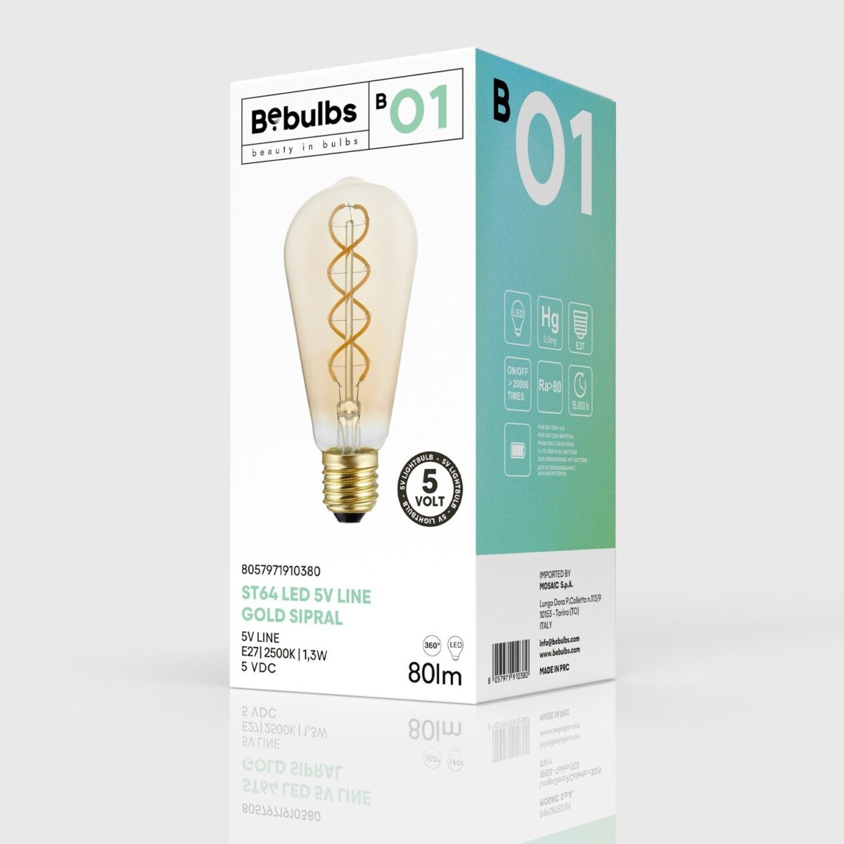 5V Lyspære Edison ST64,  Dimbar, 1,3W, E27, 2500K - Bilde 5