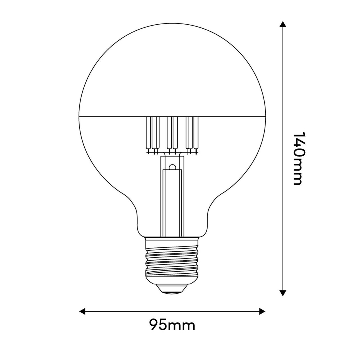 Kobber – Toppforspeilet Globe Lyspære G95, LED, Dim, 7W, 2700K - Bilde 3