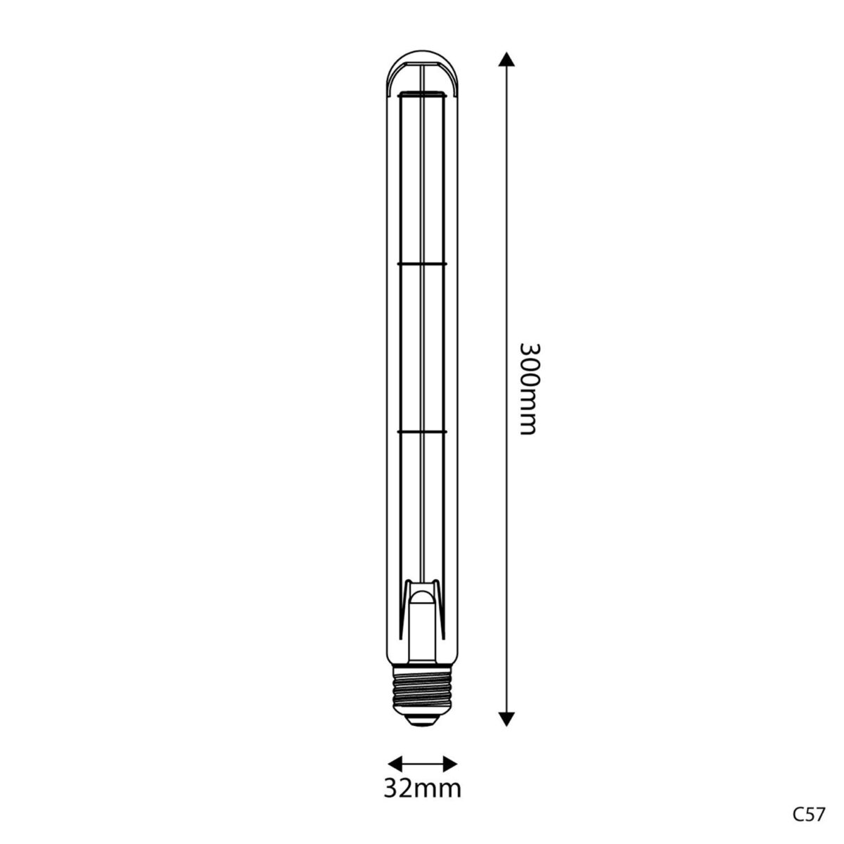 Tubular - Rørformet 300mm Lyspære, E27, LED, Dim, 2700K, 7W - Bilde 3