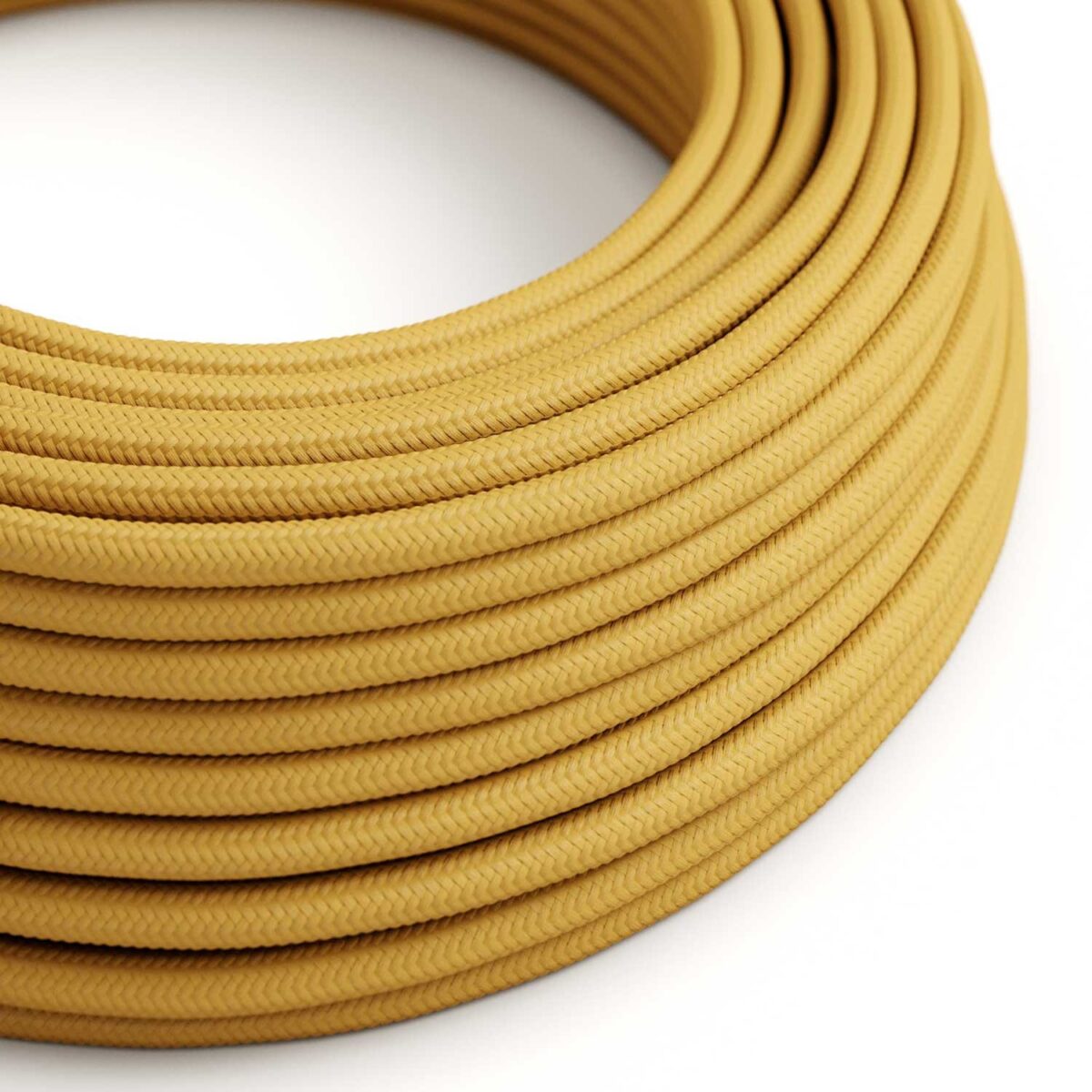 Mustard lampeledning – rund stoffledning inkl. jord - Bilde 2