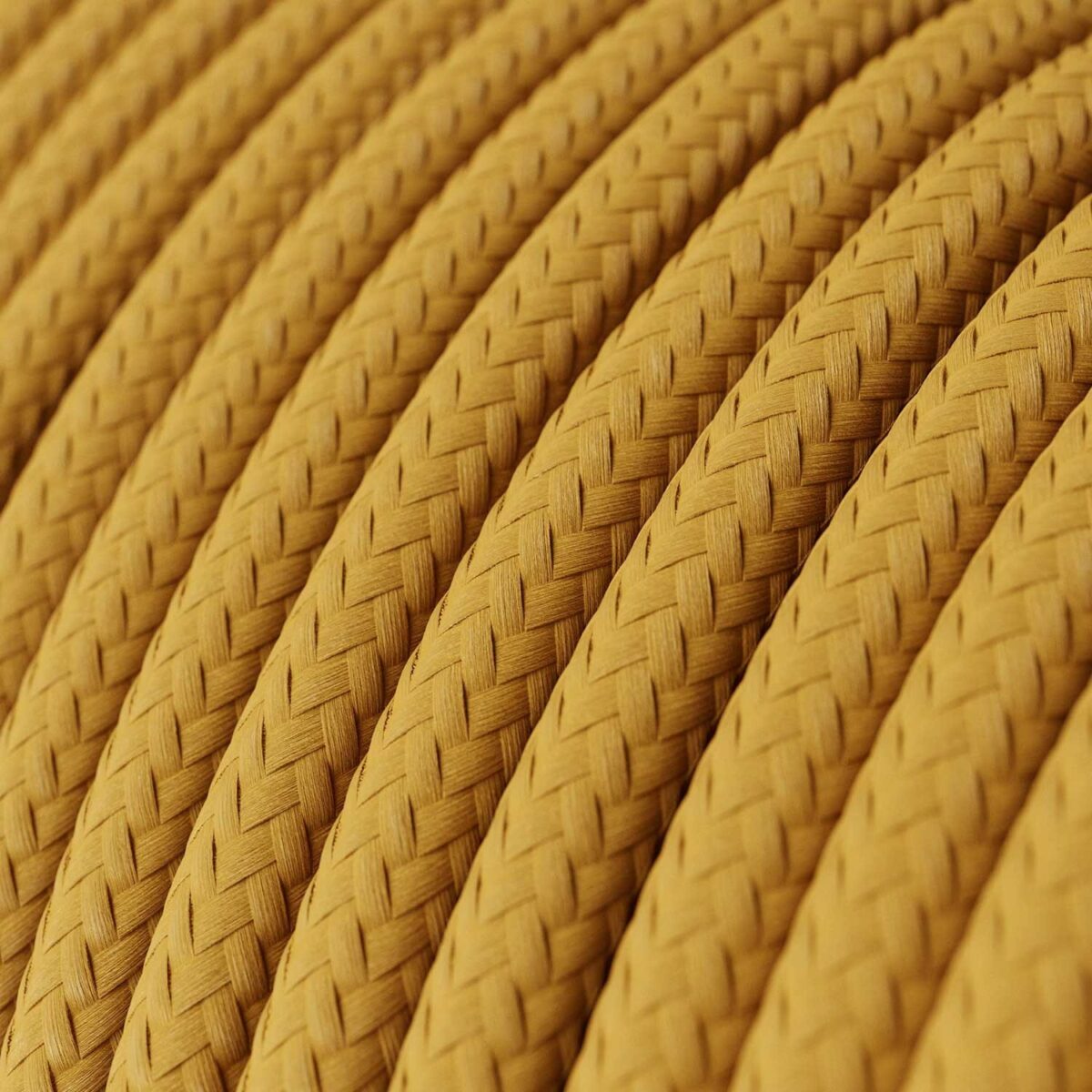 Mustard lampeledning – rund stoffledning inkl. jord