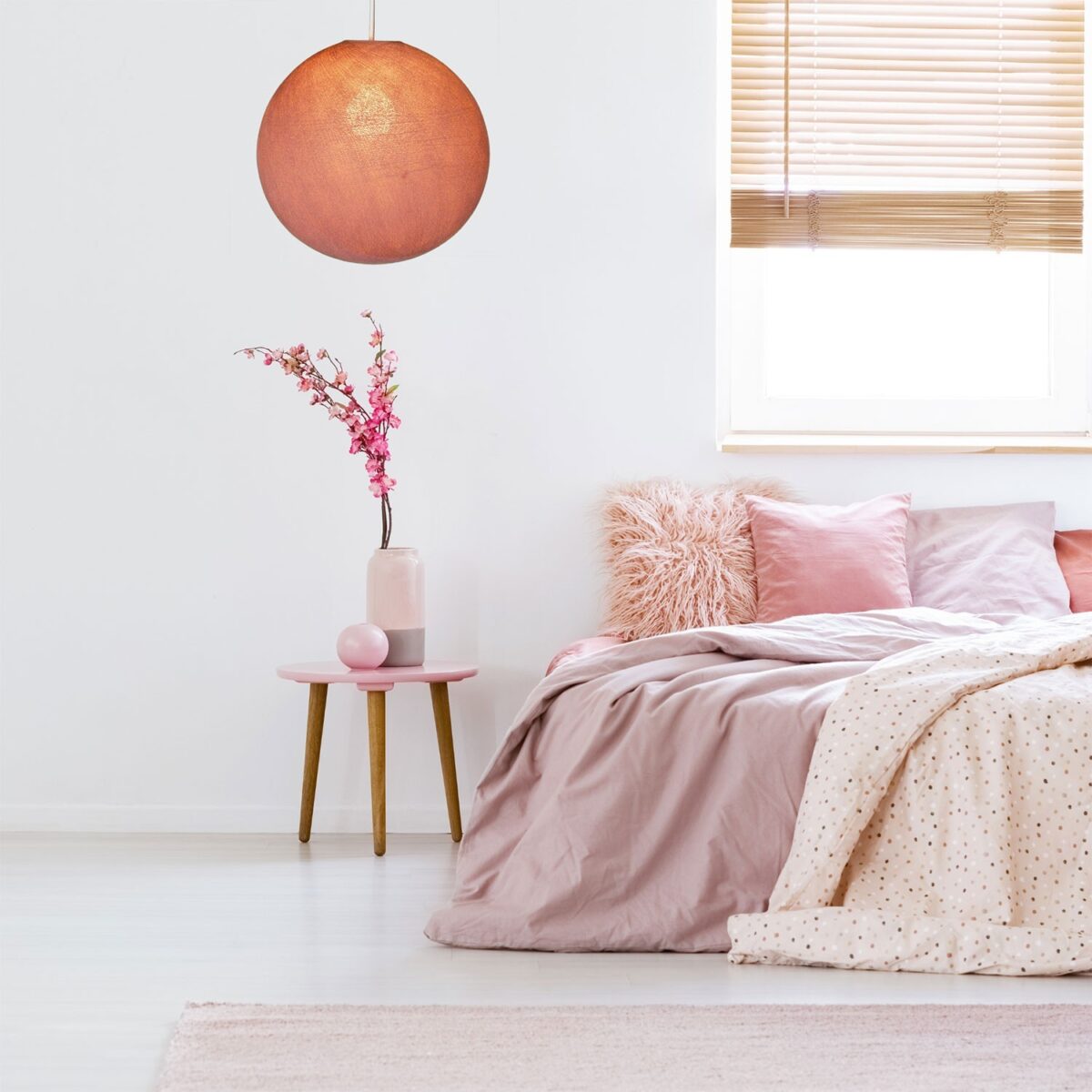 Fibra Dusty Pink – Sfærisk Lampeskjerm av Fiber - Bilde 2