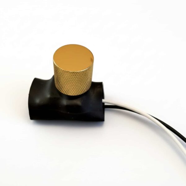 Kompakt Mini Dimmer – Gull riflet ALU Liten. For innbygging. LED/Halogen. 230V