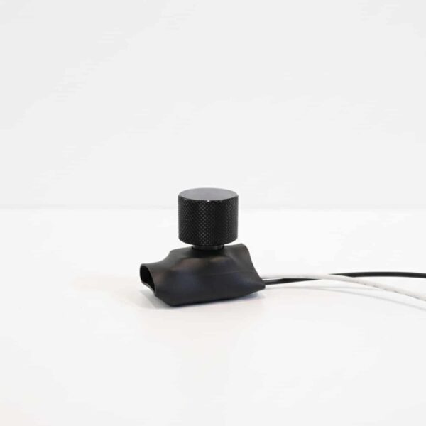 Kompakt Mini Dimmer – Svart riflet ALU Liten. For innbygging. LED/Halogen. 230V