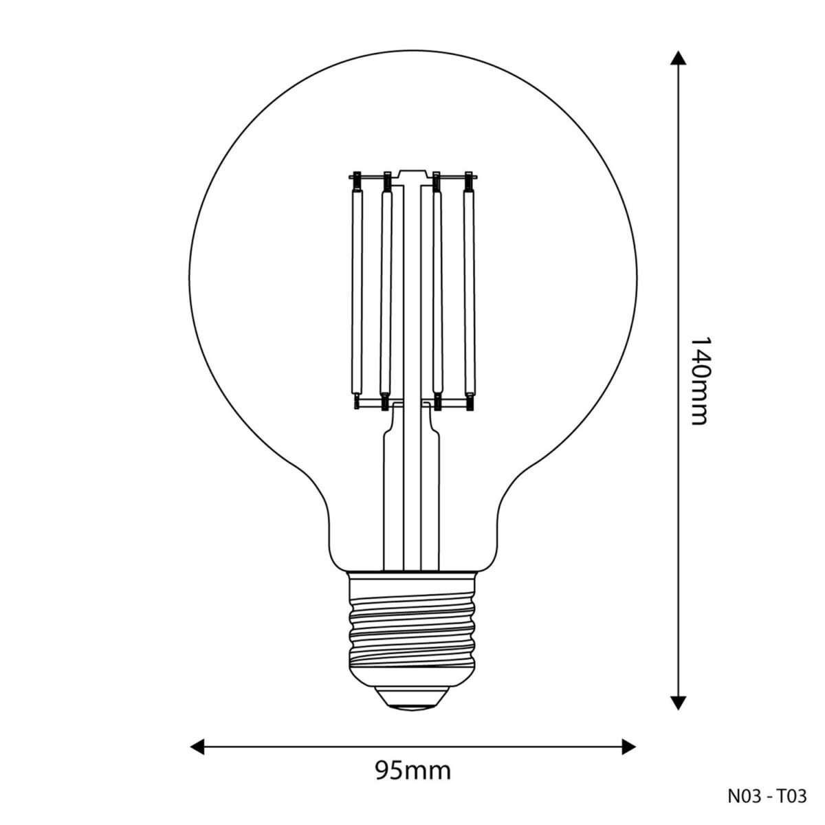 Globe G95 Klart Glass – LED, E27, 7W, 806lm, Dim, 2700K - Bilde 3