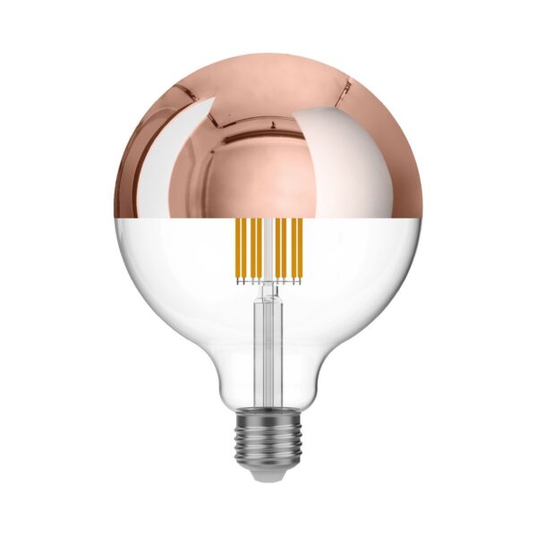 E27 Kobber – Toppforspeilet Globe Lyspære G125, 2700K
