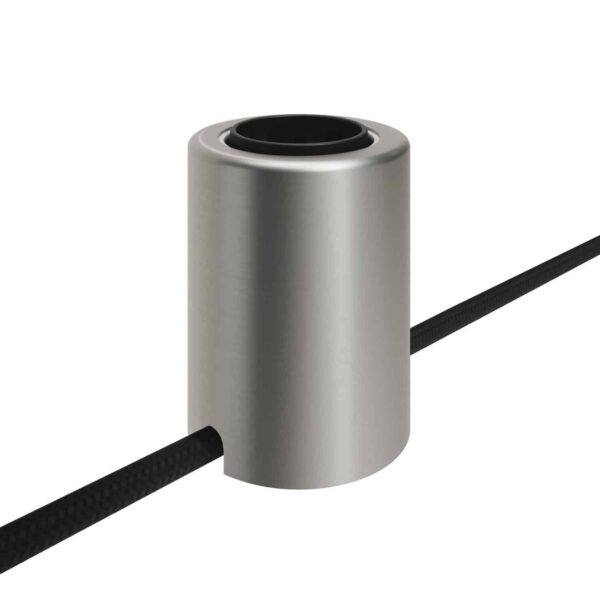E27 Metall Sokkel m/ utsparring, Vegg/Tak - Børstet Titan