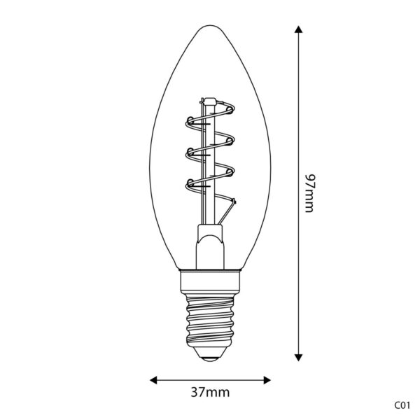 E14 Carbon Candle C35 – 1800K RA>80 - Bilde 3