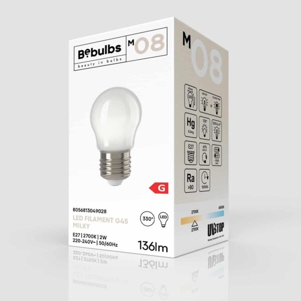 E27 MilkyWhite Minipære | G45 2700K - Bilde 4