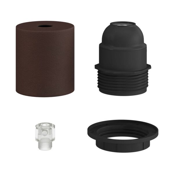 Alternative view of E27 lampeholder for skjerm – Rust brun med skjult kabelklemme