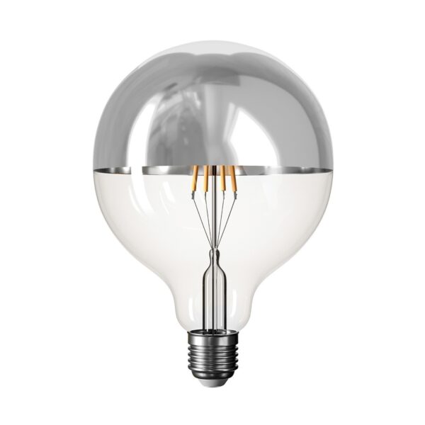 5V Lyspære Toppforspeilet Sølv G125, Dimbar, 1,3W, E27, 2500K