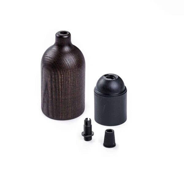 Alternative view of E27 "Wenge" Lampesokkel av tre med skjult kabelklemme