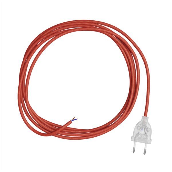 Rød Ledning 3m + transparent euro plugg