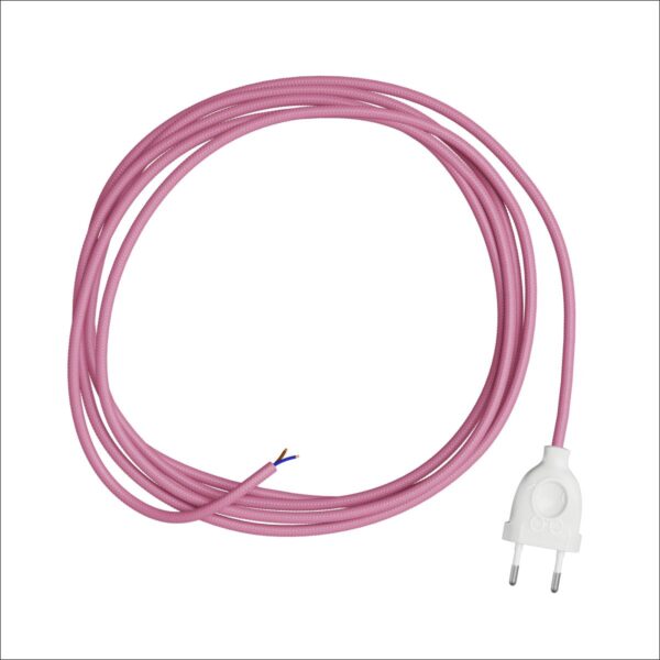 Fuchsia Ledning 3m + hvit euro plugg