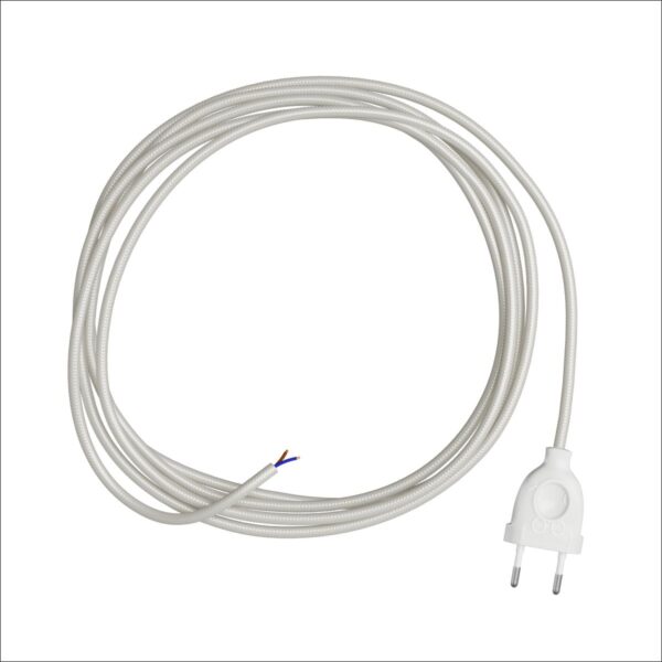Antikkhvit Ledning 3m + hvit euro plugg