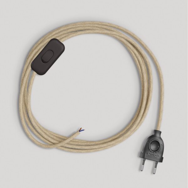 Ledningsett 1.8m – 2P Strie + Svart Rund lampettledning – ferdig koblet