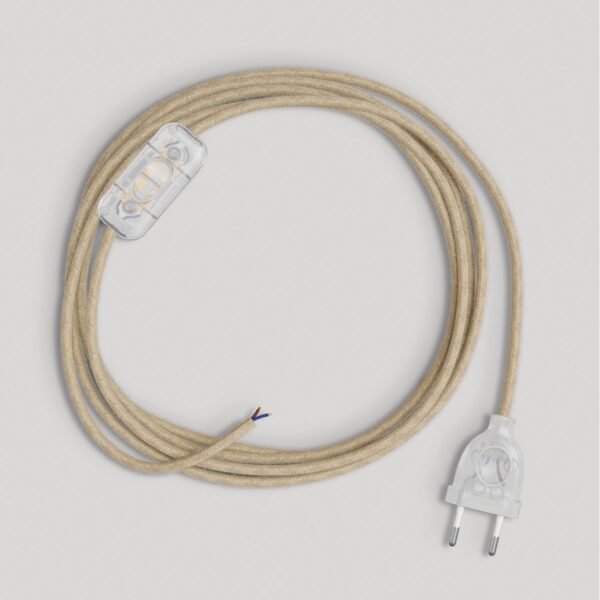 Ledningsett 1.8m – 2P Strie + Transparent Rund lampettledning – ferdig koblet