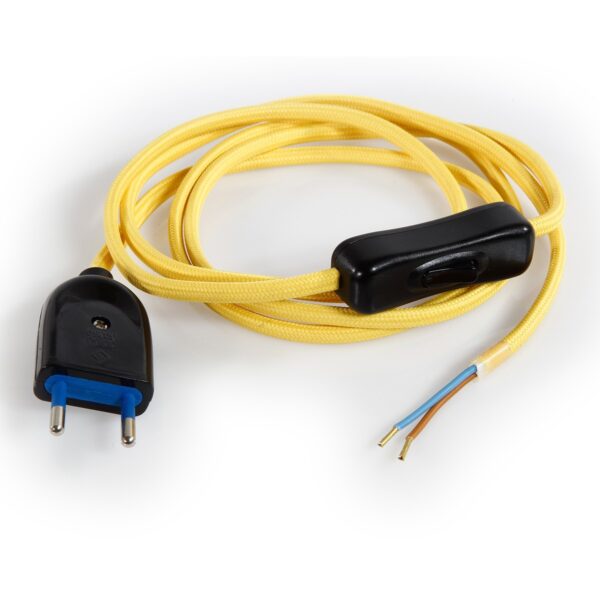 Ledningsett 1.8m – 2P Gul lampettledning – ferdig koblet