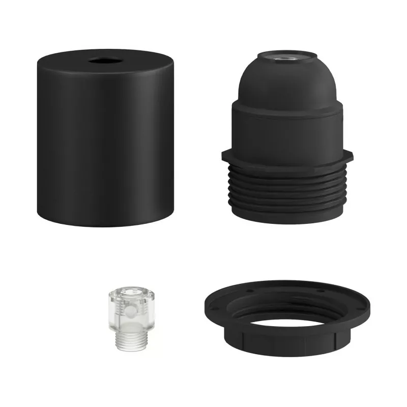 E27 Lampeholder for skjerm med skjult kabelklemme - Svart - Bilde 5