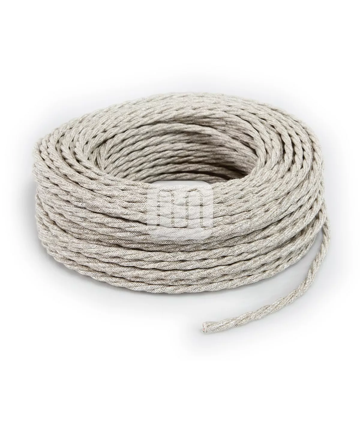 Lin Beige Grov Stoffledning | Tvinnet | 3x0.75mm2 (2 + jord) - Bilde 2