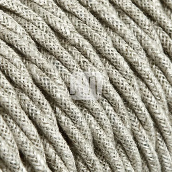 Lin Beige Grov Stoffledning | Tvinnet | 3x0.75mm2 (2 + jord)