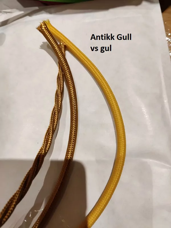 Antikk Gull Stoffledning | Tvinnet | 3x0.75mm2 (2 + jord) - Bilde 5