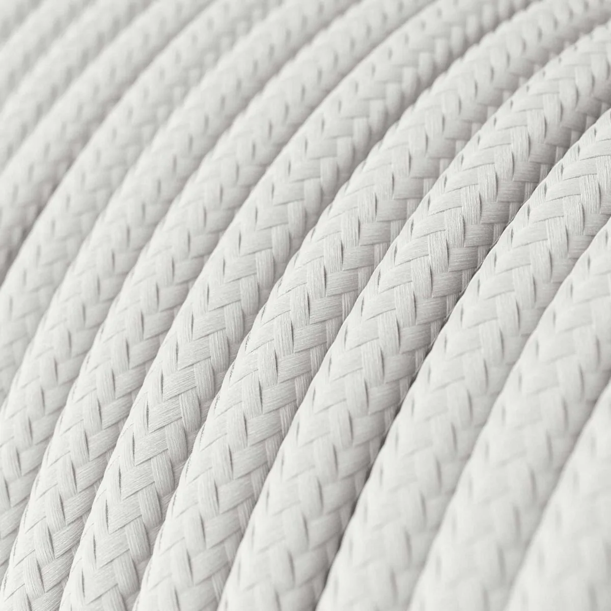 Hvit lampeledning – rund stoffledning inkl. jord - Bilde 2