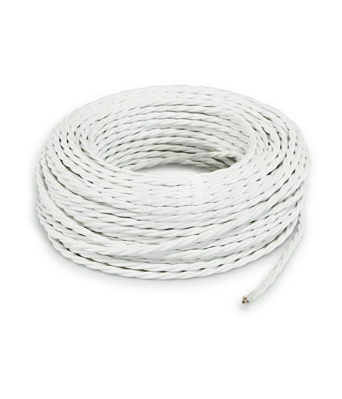 Hvit Stoffledning | Tvinnet | 3x0.75mm2 (2 + jord) - Bilde 3