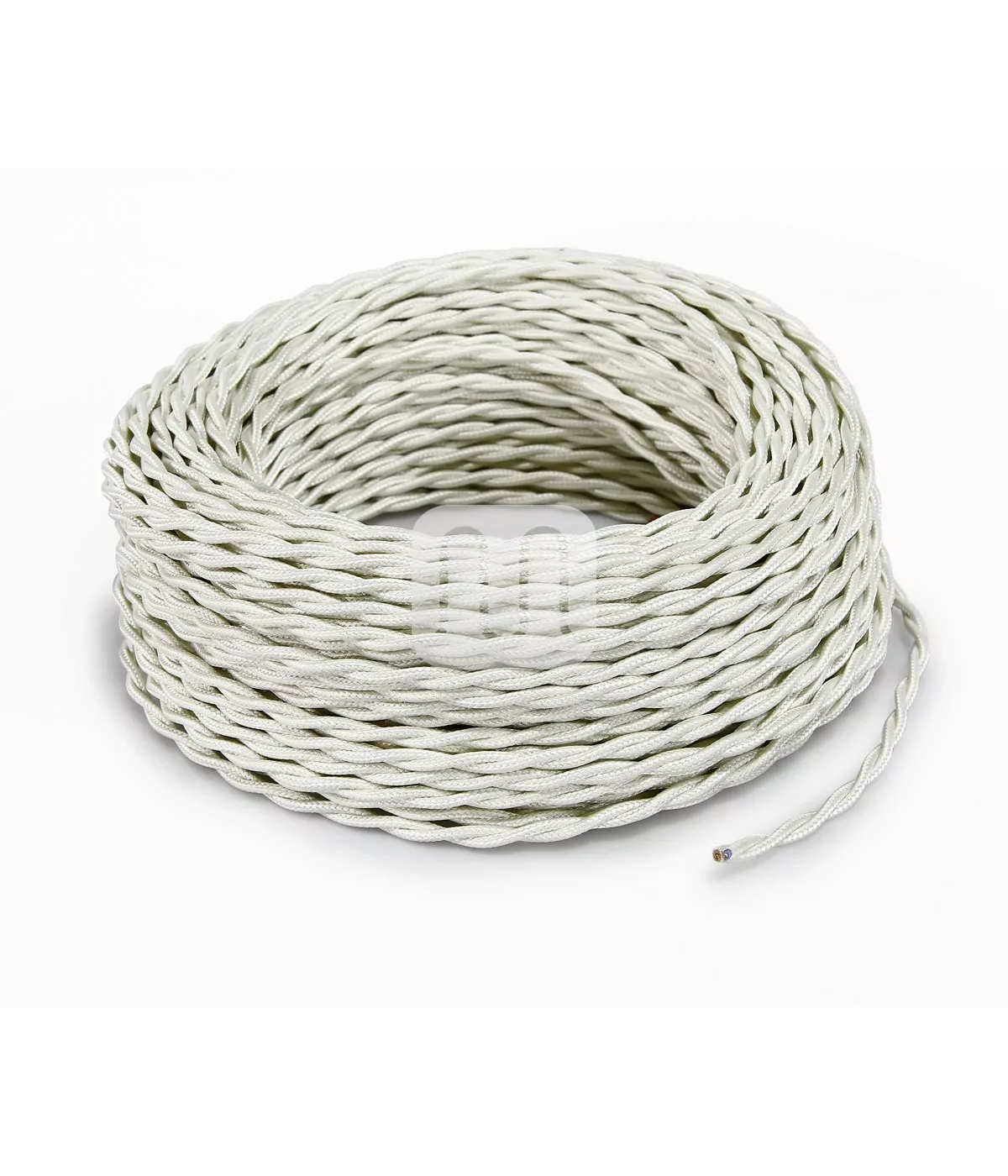Antikk Hvit Stoffledning | Tvinnet | 2x0.75mm2 (uten jord) - Bilde 2