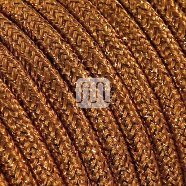 Metallic Kobber lampeledning – rund stoffledning inkl. jord