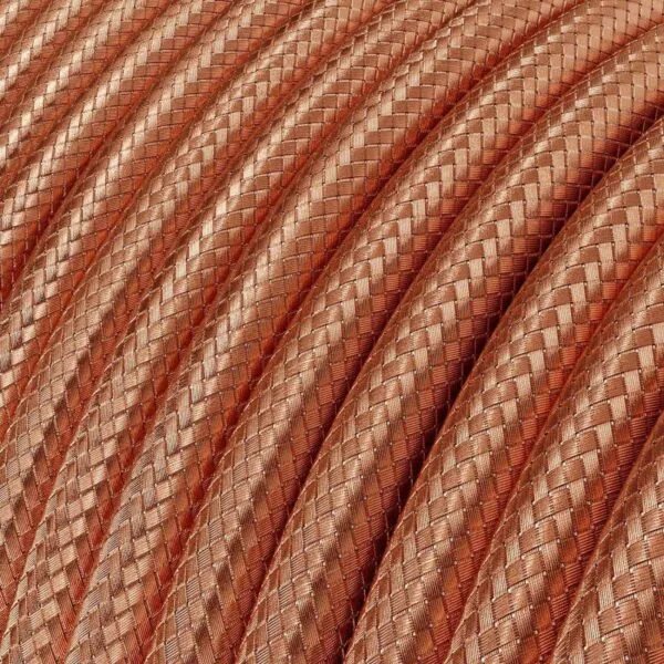 Rød Kobber Metallkappe Stoffledning | Rund | 3x0.75mm2 (2 + jord)