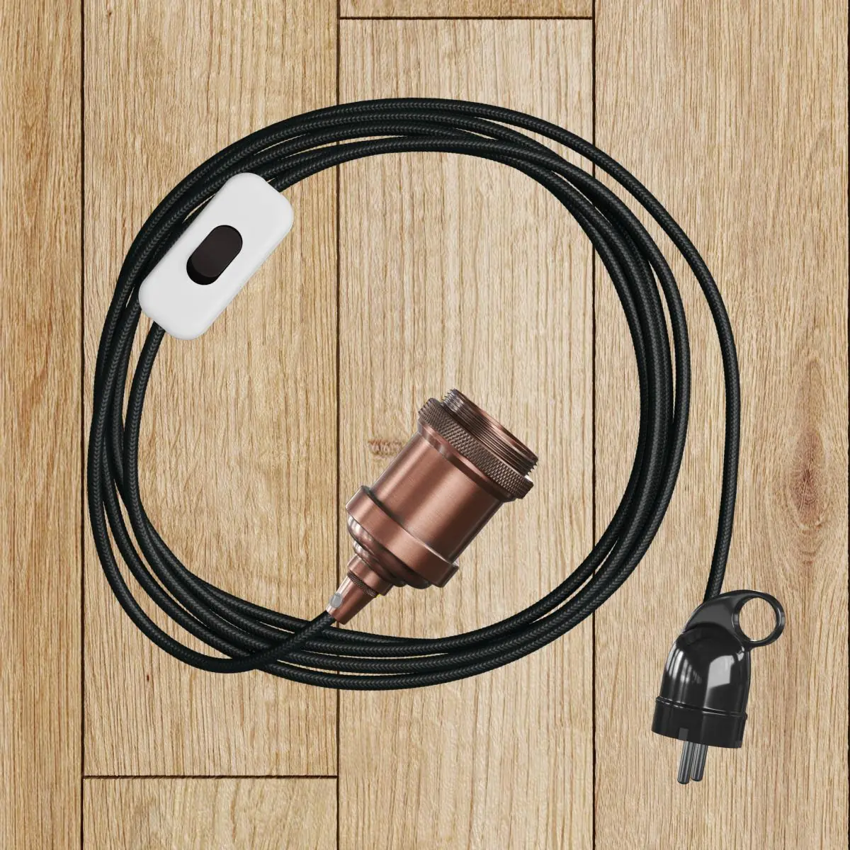 Rustikk Vintage Lampeholder E27 – Kobber - Bilde 3