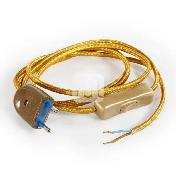 Ledningsett 1.8m - 2P Antikk-Gull lampettledning - ferdig koblet