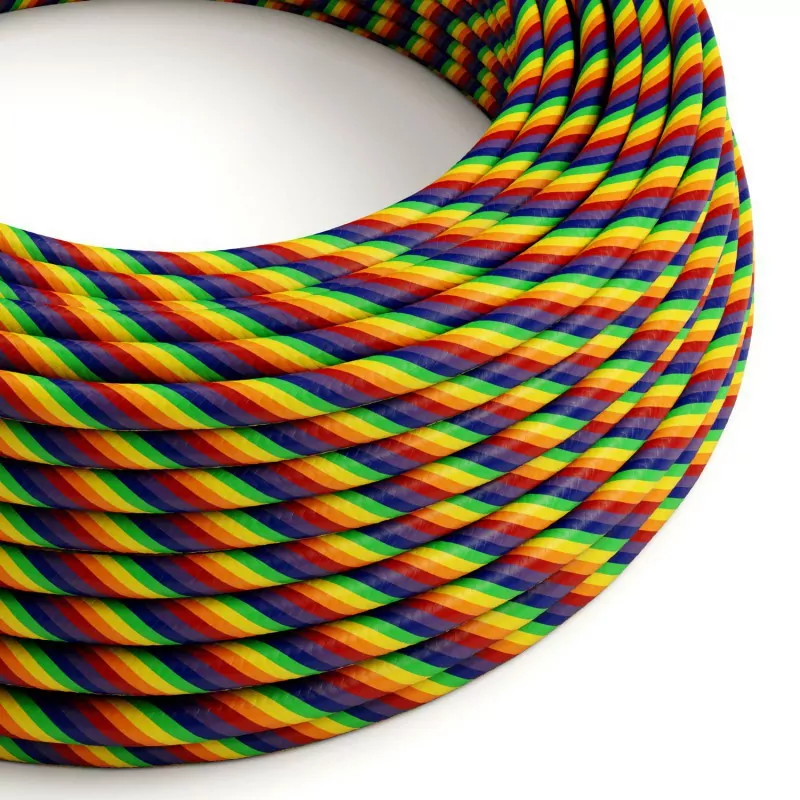 Regnbue lampeledning – rund stoffledning inkl. jord - Bilde 4