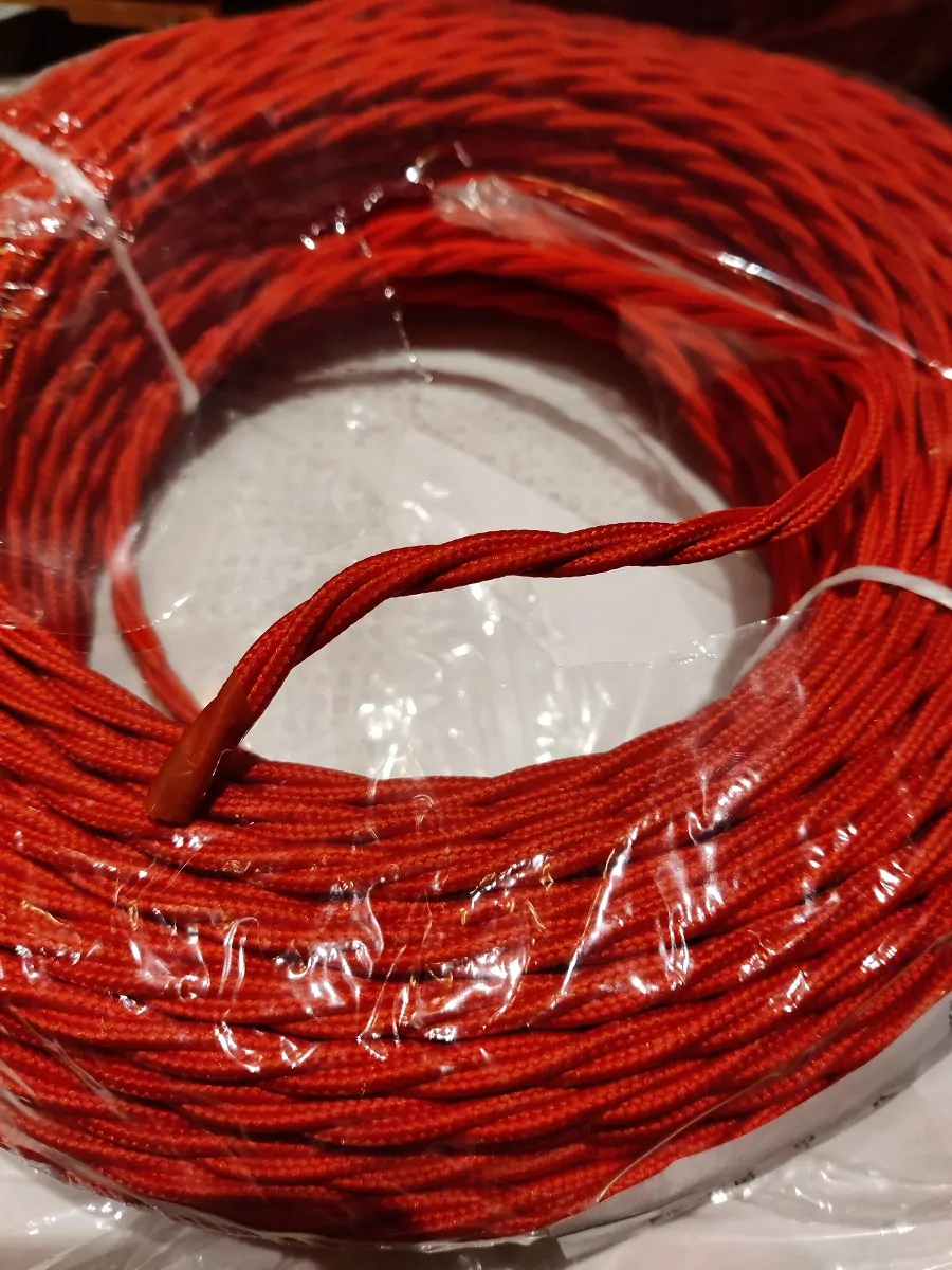 Rød Stoffledning | Tvinnet | 3x0.75mm2 (2 + jord) - Bilde 4