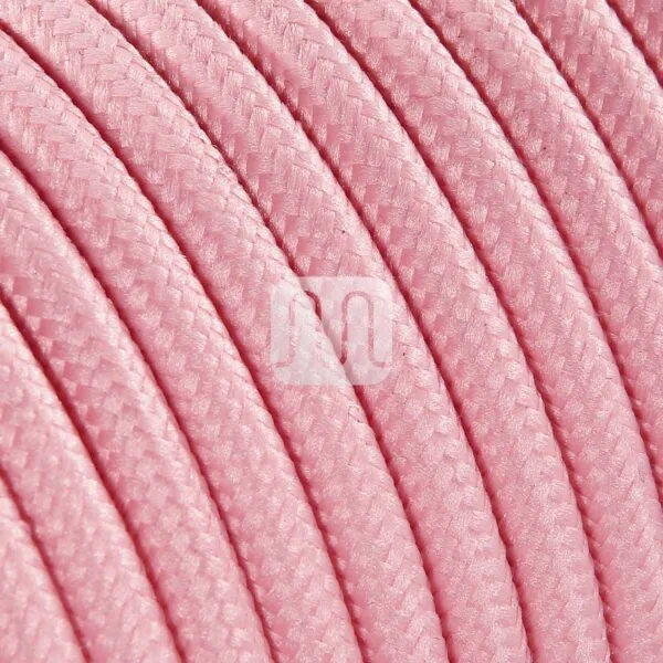 Rosa lampeledning – rund stoffledning inkl. jord